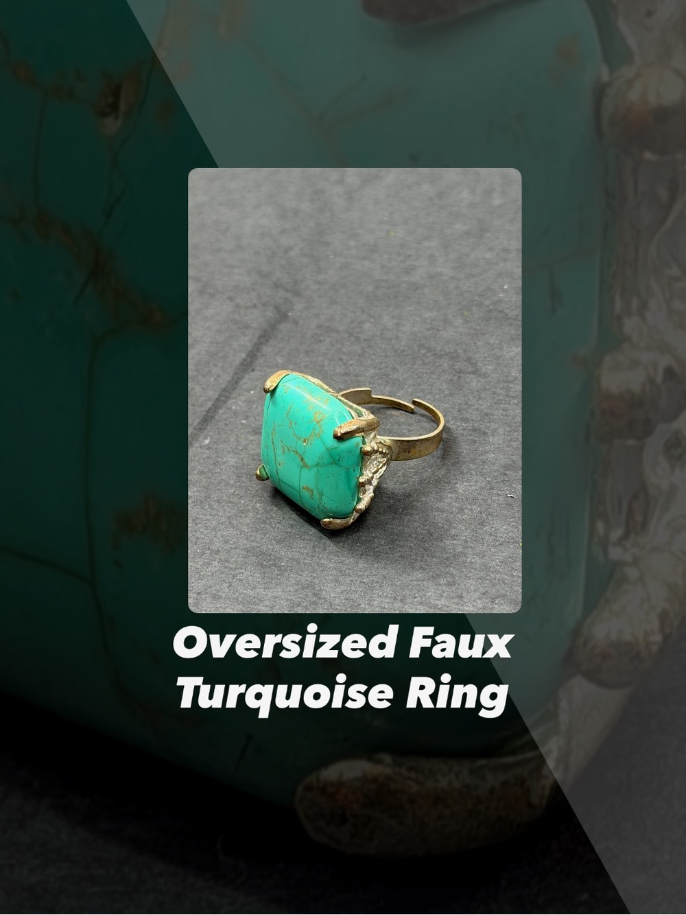 EUC Oversized Faux Turquoise Ring